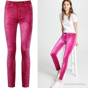 Paige Hoxton Ultra Skinny Hot Pink Velvet Pants